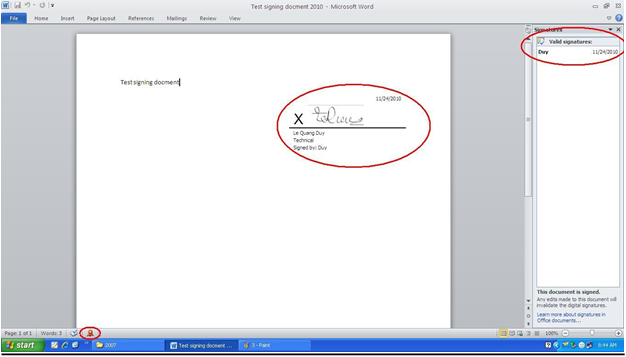 Hướng dẫn sử dụng chữ ký số trên Word 2010 Chữ Ký Số FPT